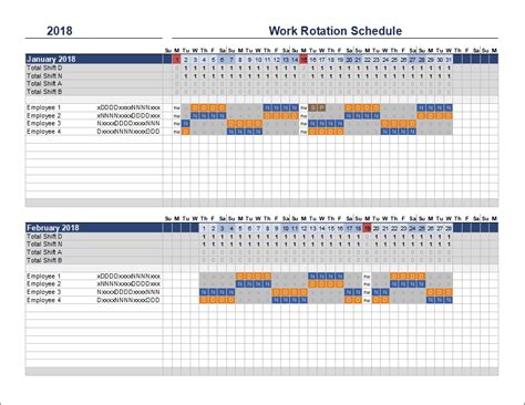 Work Rotation Schedule for Excel