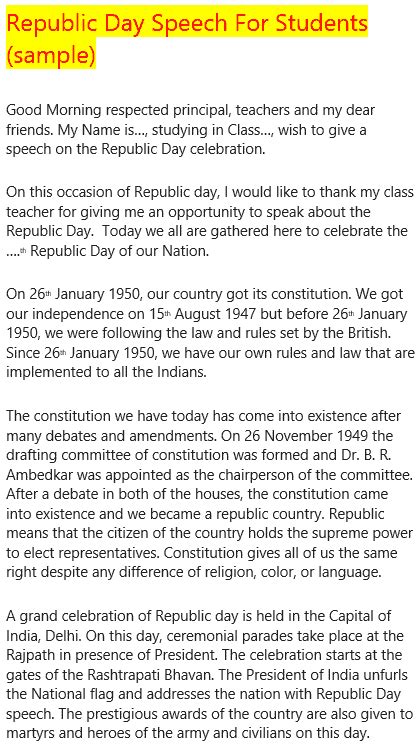 Republic Day Speech 2024 in English | Speech on Republic Day 2024 PDF