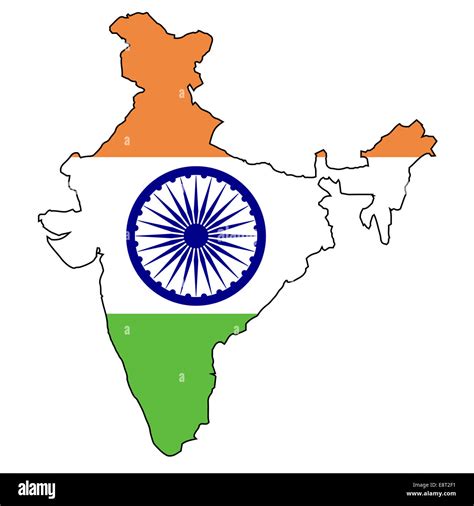 Outline map of India over a map and white background Stock Photo - Alamy