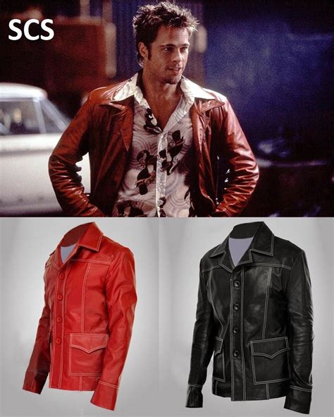 Tyler Durden Leather Jacket, Fight Club Brad Pitt Tyler Durden Genuine ...