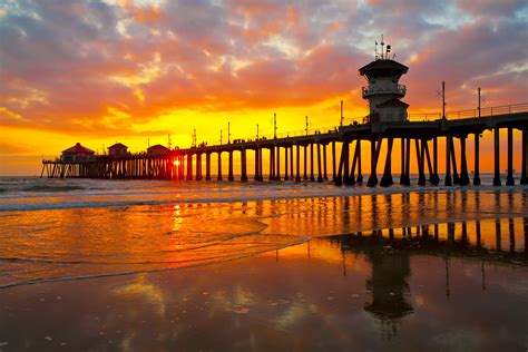 Huntington Beach Pier at Sunset - California Beaches