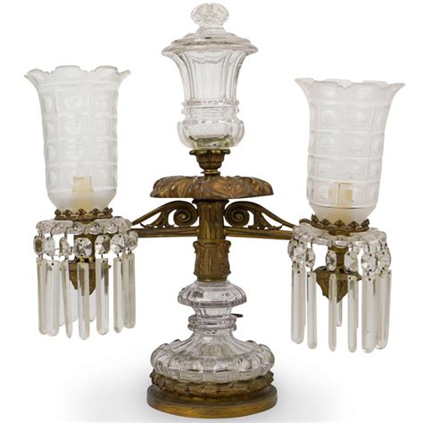 Sold Price: Antique Two-arm Bronze & Crystal Argon Lamp - February 2 ...