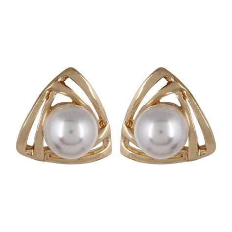 OOMPH Gold Tone Faux Pearl Ear Stud Earrings: Buy OOMPH Gold Tone Faux ...