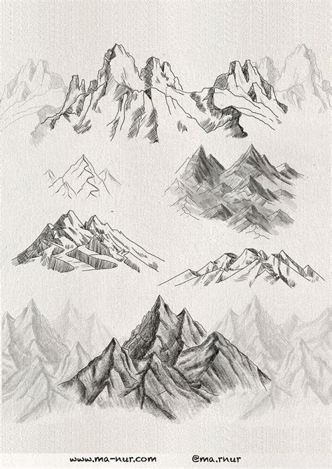 Step By Step Mountain Drawing - Art & Architecture | Mountain drawing ...