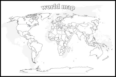 Blank Map Of The World With Country Borders - London Top Attractions Map