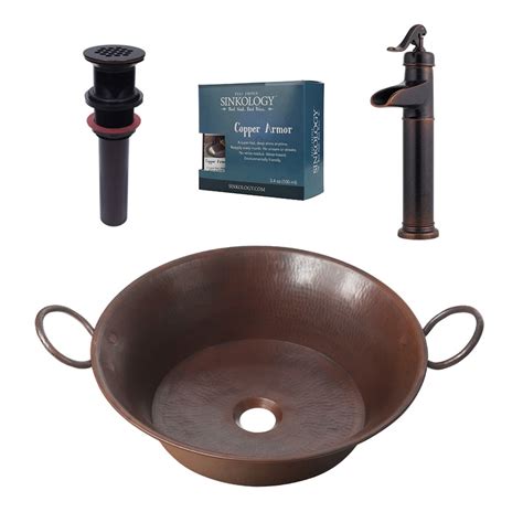 SINKOLOGY Aged Copper Copper Vessel Oval Bathroom Sink with Faucet ...