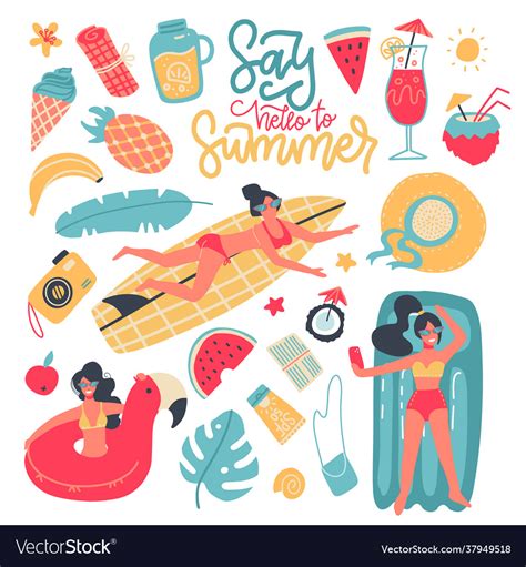 Summer party set elements clip art collection Vector Image