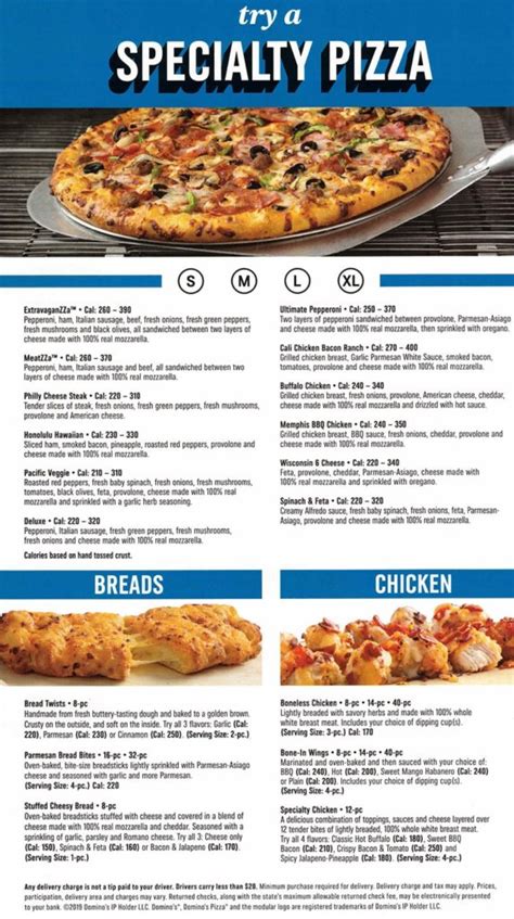 Domino’s Pizza menu – SLC menu