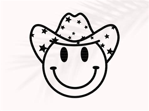 Cowboy Smiley Face Svg Happy Face Cowboy Hat Png Western - Etsy