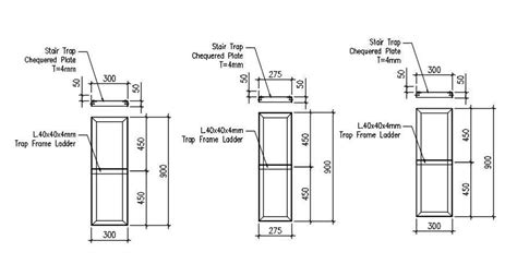 Staircase with chequered plate design in AutoCAD 2D drawing, dwg file ...