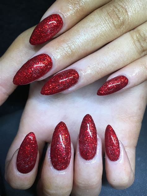 Calgel nails, red nails, glitter nails, Christmas nails, nail art, nail ...