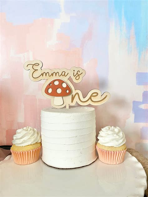 Mushroom ONE Cake Topper With Personalized Name Boho Cake - Etsy