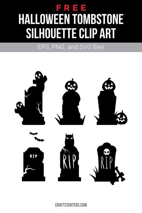 Free Halloween Tombstone Silhouette Clip Art | Halloween tombstones ...