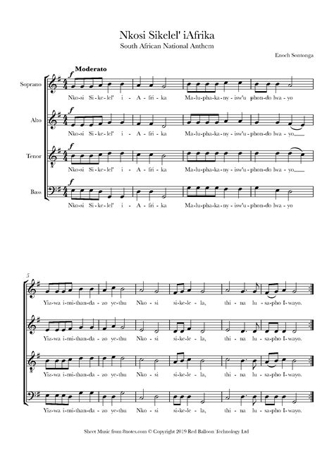 Nkosi Sikelel' iAfrika (South African National Anthem) Sheet music for ...