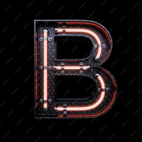 Premium Photo | Neon light letter b with red neon lights.