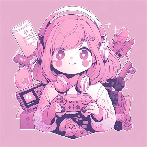 Premium Photo | Minimal Japanese Kawaii Gamer Girl Chibi Anime Vector ...