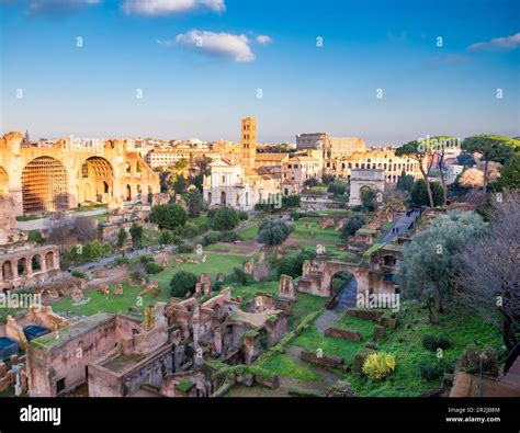 View of the ruins of Palatine hill from the Terrazza Belvedere del ...