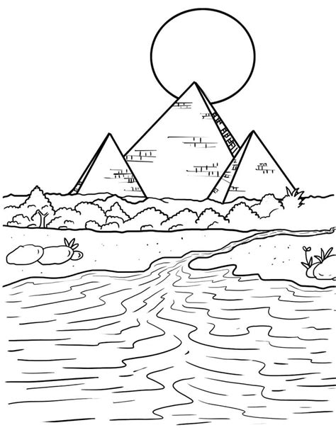 Easy River and Mountains Coloring Page - Free Printable Coloring Pages ...