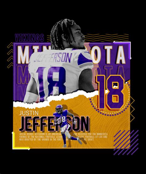 Justin Jefferson Football Paper Poster Vikings Digital Art by Kelvin ...