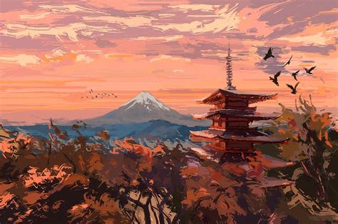 3840x2160px | free download | HD wallpaper: digital painting, Japanese ...