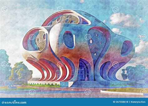 Futuristic School Building, Illustration. Futuristic University Stock ...