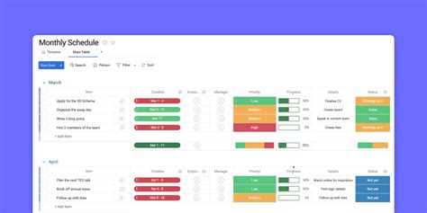 Monthly Schedule Template For Excel - Download Now For Free