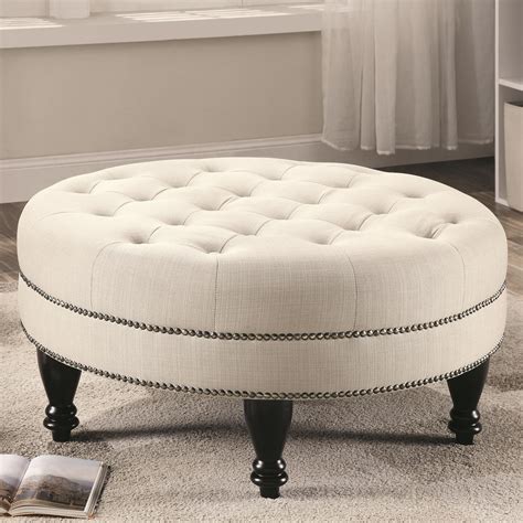 500018 Oatmeal Large Round Ottoman from Coaster (500018) | Coleman ...