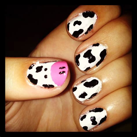 My try at cow print nails Cow Nails, Fake Nails, Summer Toe Nails ...