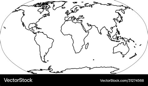 Outline map world simple flat Royalty Free Vector Image