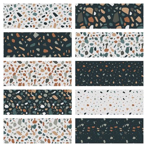 Set of terrazzo seamless patterns. Terrazzo floor pattern. Terrazzo ...