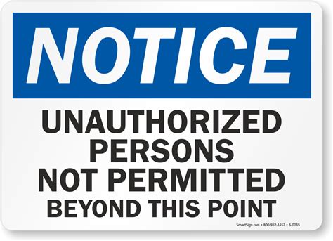 Unauthorized Persons Not Permitted OSHA Notice Sign, SKU: S-0065 ...