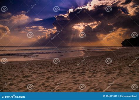 Sunset on a Radhanagar Beach Stock Image - Image of calm, relaxation ...