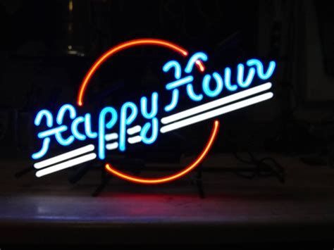 Happy Hour Neon Sign Glass Tube Neon Light | Neon signs, Neon beer ...