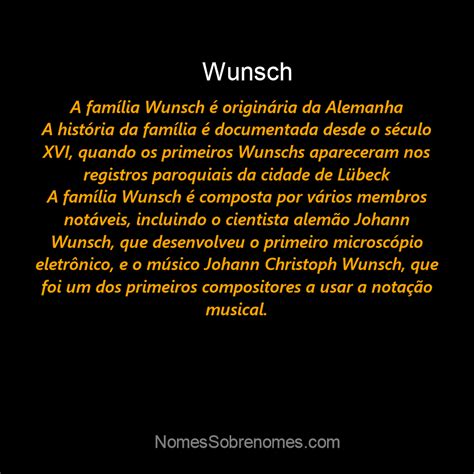 👪 → Qual a história e origem do sobrenome e família "Wunsch"?