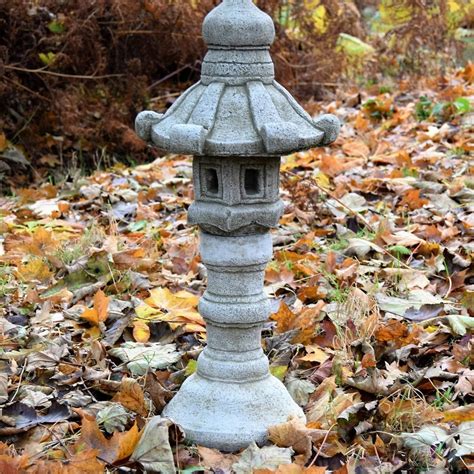 Three Pieces Tall Pagoda Lantern. Solid stone cast, Heavy and solid ...