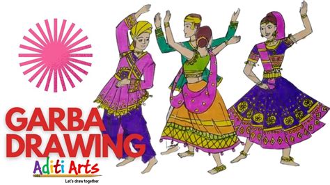 Garba Dance Drawing | Dandiya Drawing | Garba Drawing | Garba Drawing ...