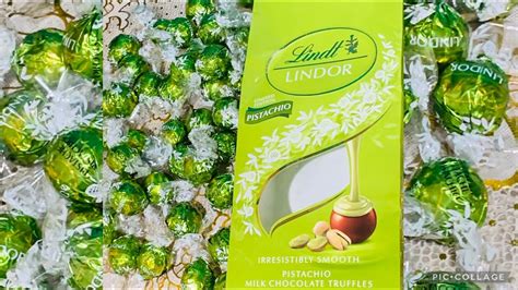 Lindt LINDOR Pistachio Milk Chocolate Truffles Limited Edition - YouTube