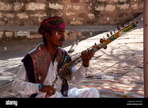 a musicians playing ravanahatha at mehrangarh fort of jodhpur rajasthan ...