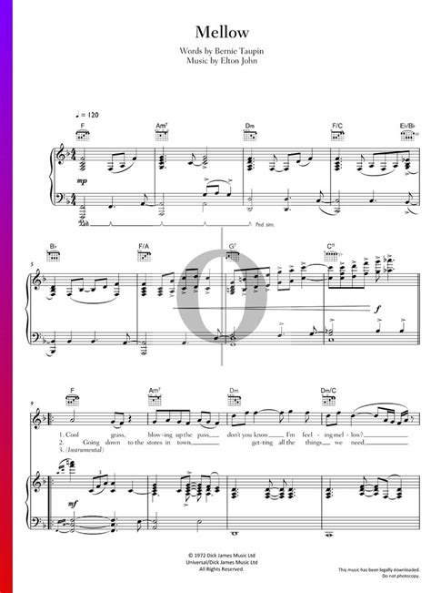 Mellow (Elton John) Piano Sheet Music - OKTAV