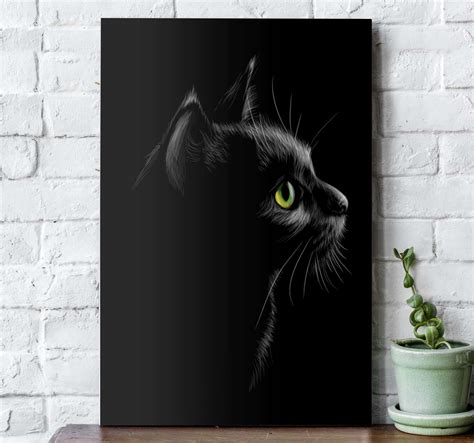 Black cat wall art canvas - TenStickers