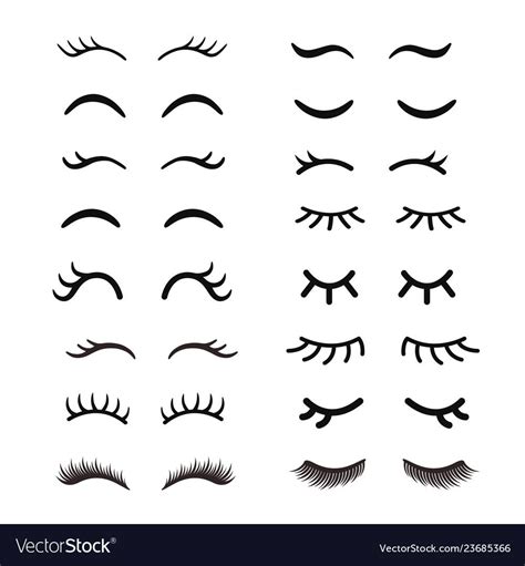 Set of cute cartoon eyelashes open and closed Vector Image , #Affiliate ...