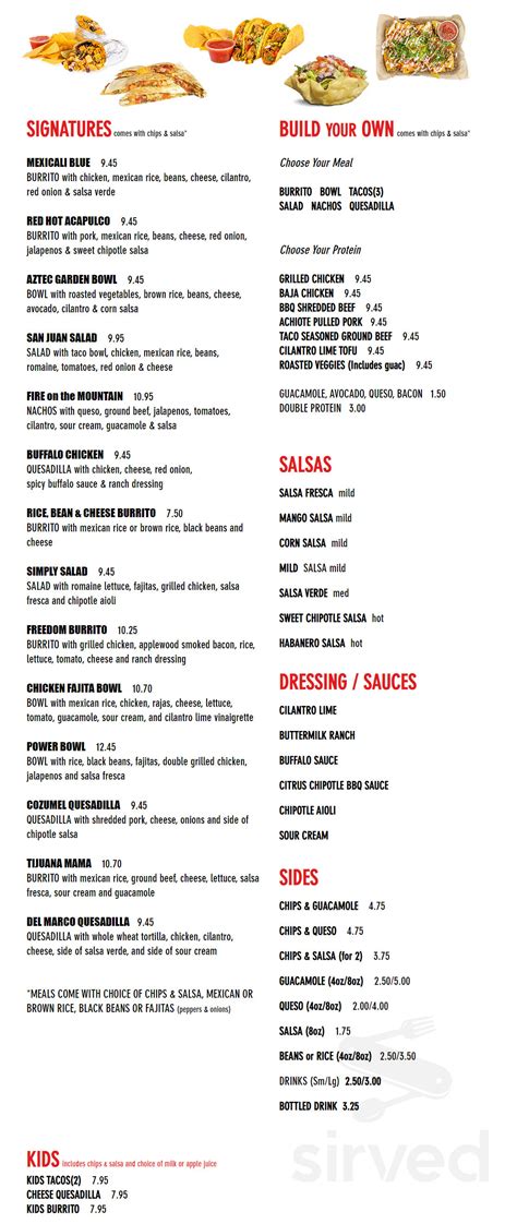 Salsa Fresca Mexican Grill menu in Westport, Connecticut, USA