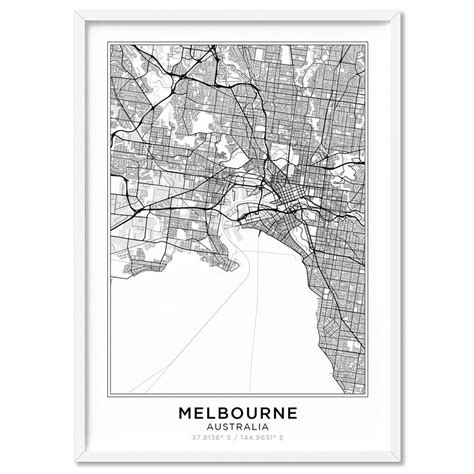 City Map Melbourne Art Print. Street Map Poster. Map Wall Art ...