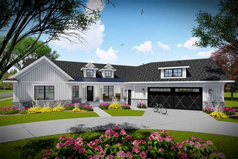 3-Bed Modern Farmhouse Ranch Home Plan with Angled Garage - 890108AH ...