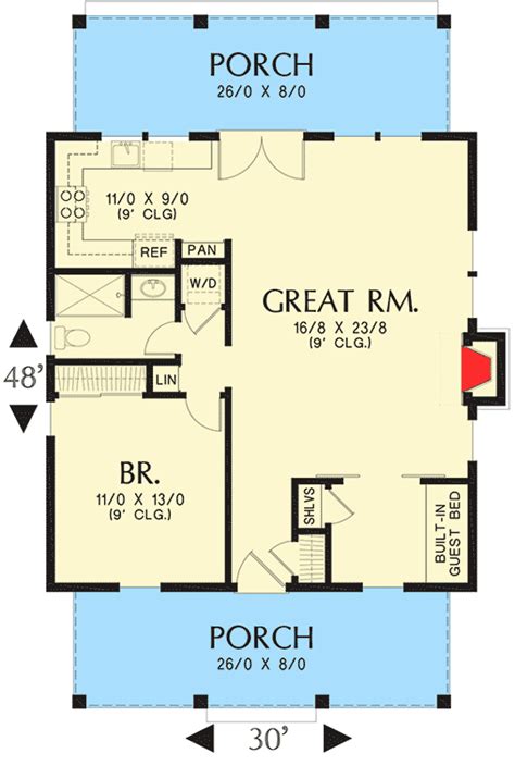 One Bedroom Guest House - 69638AM | Architectural Designs - House Plans