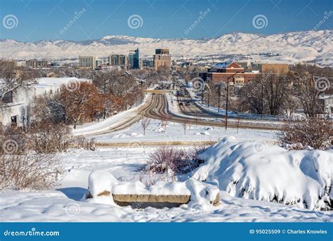 Fresh Snowfall on the City of Boise Skyline Stock Image - Image of ...