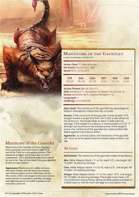 Manticore of the Gauntlet | D&d dungeons and dragons, Dungeons and ...