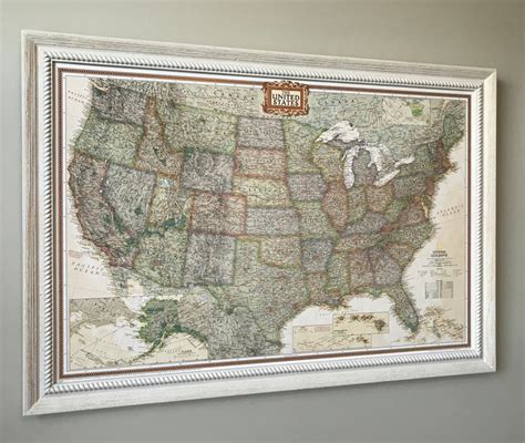 United States Push Pin Map Shown With Rustic Off-white Solid - Etsy