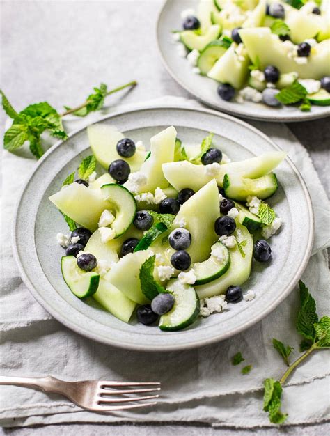 Honeydew Salad with Blueberries and Feta - Familystyle Food