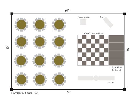 Bellwether Events wedding tent floor plan reception for 120 guests with ...